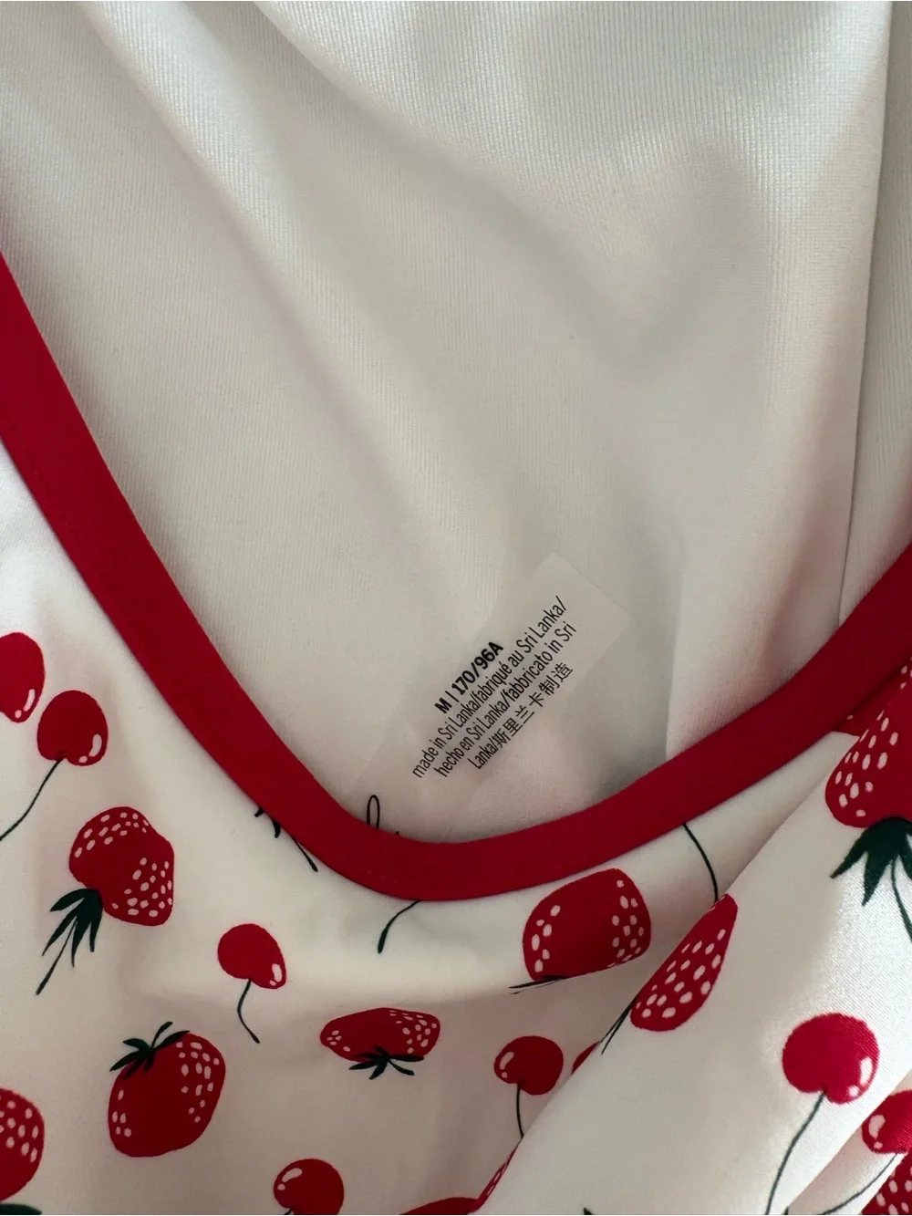 Frankie's Bikinis White One-Piece with Red Strawberry Print